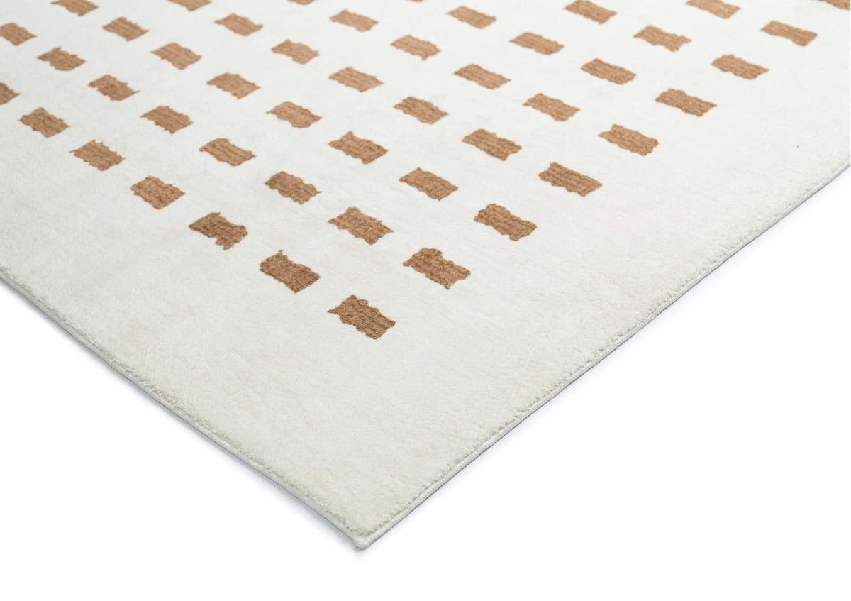 Washed Cream Rug Loopsie Balan Cream and Brown Rectangles Washable Rug | Simple Style Co