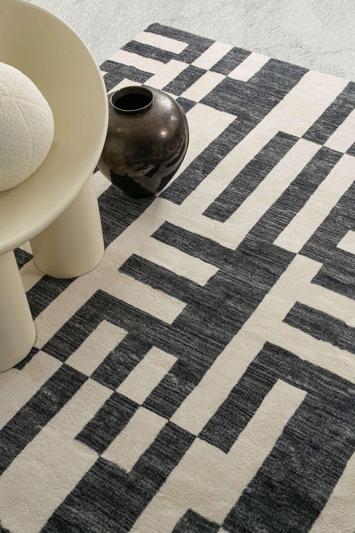 Loopsie Emmen Black and Cream Geometric Lines Washable Rug – Simple ...