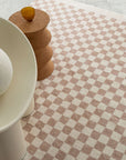 Loopsie RUGS Jazine Cream and Brown Checkered Washable Rug