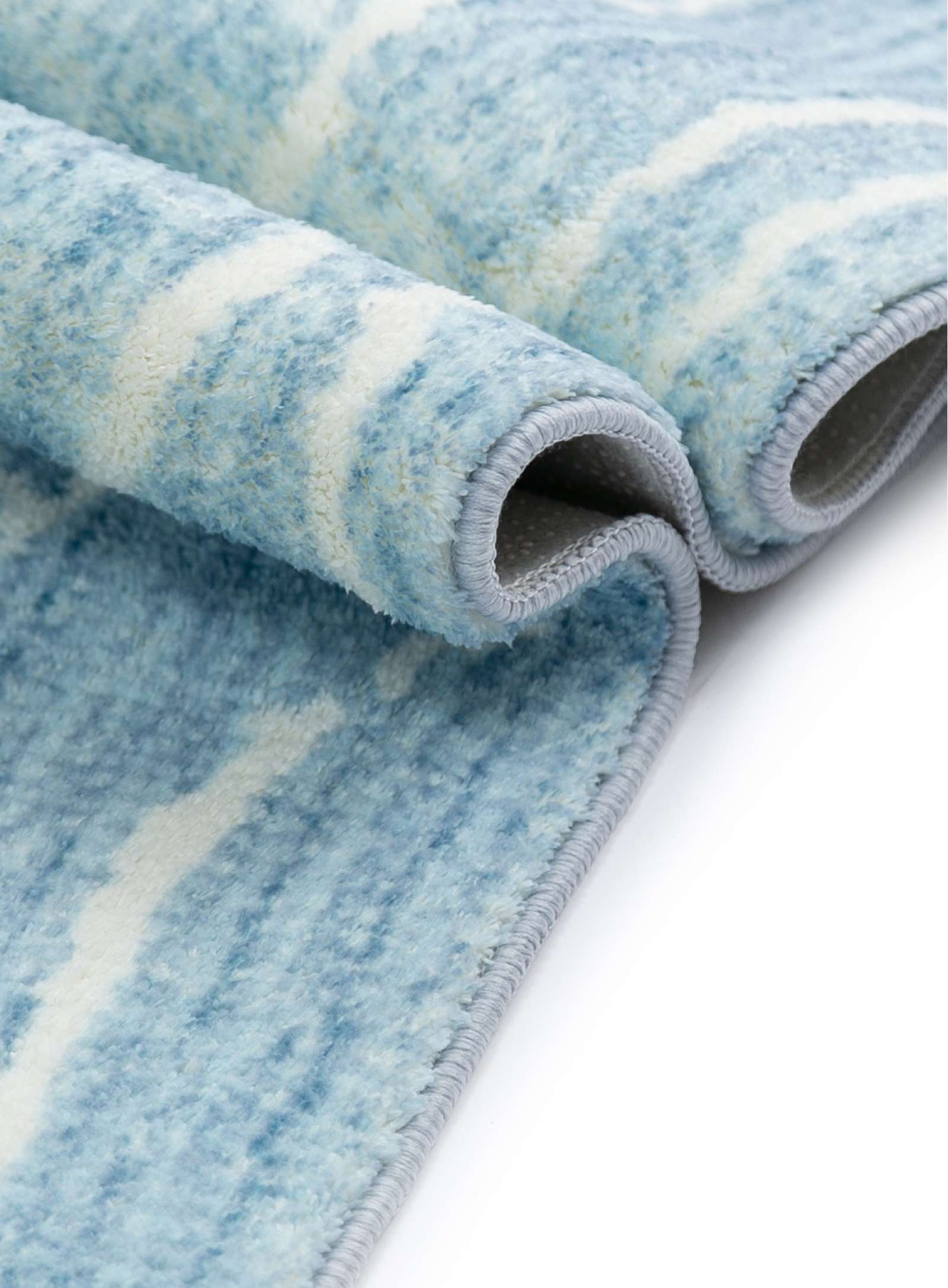 Loopsie Jevonn Blue and Ivory Lined Washable Rug | Simple Style Co