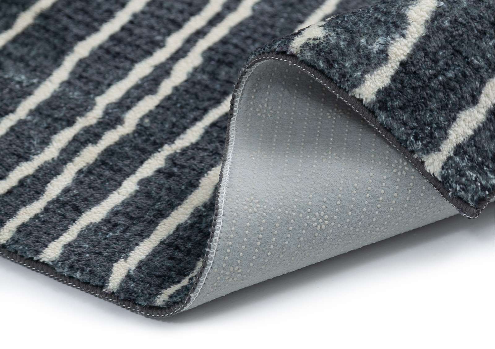 Loopsie Malha Black and Ivory Stripe Washable Rug | Simple Style Co