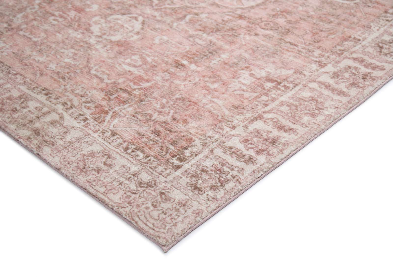 Rosa Pink Floral Medallion Washable Rug | Simple Style Co