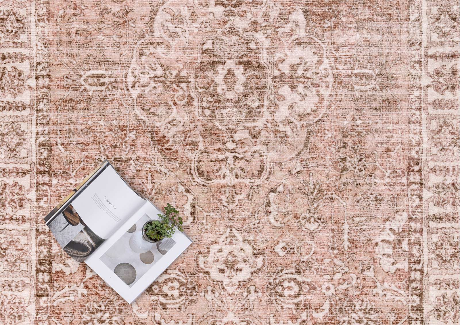 Rosa Pink Floral Medallion Washable Rug | Simple Style Co