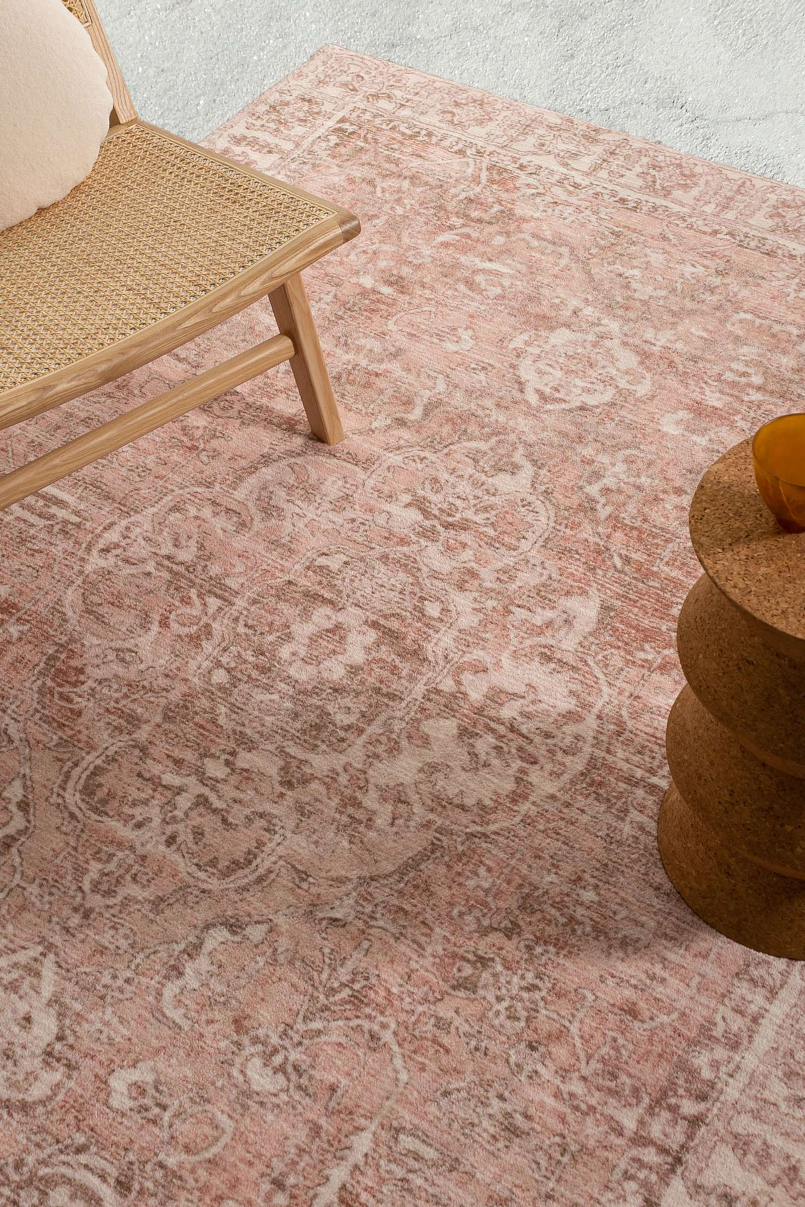 Rosa Pink Floral Medallion Washable Rug | Simple Style Co