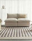 Loopsie RUGS Taber Cream and Black Rectangles Washable Rug