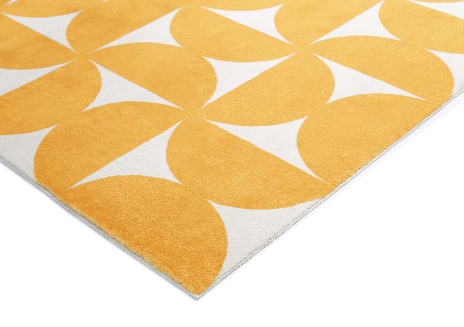 Zaki Yellow and Ivory Geometric Washable Rug Simple Style Co