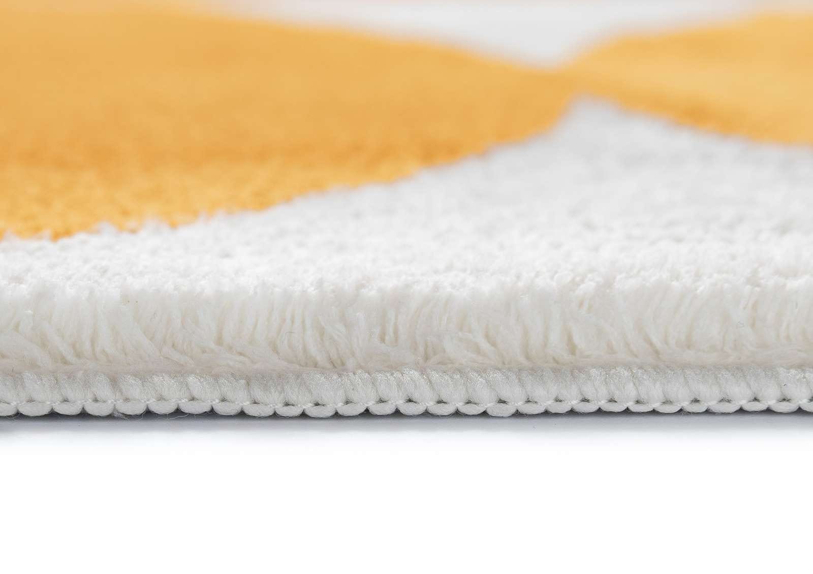 Zaki Yellow and Ivory Geometric Washable Rug Simple Style Co