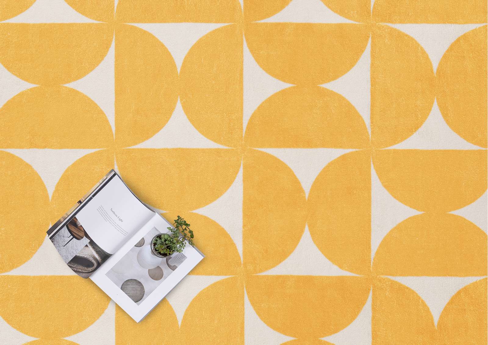 Zaki Yellow and Ivory Geometric Washable Rug Simple Style Co