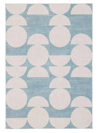 Malabou Half Moons Printed Blue and Cream Washable Rug