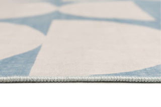 Malabou Half Moons Printed Blue and Cream Washable Rug