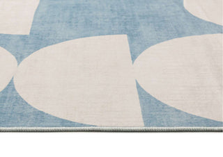 Malabou Half Moons Printed Blue and Cream Washable Rug