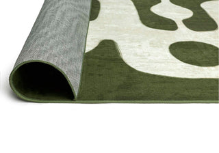 Malaga Olive and Ivory Abstract Washable Rug