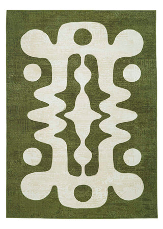 Malaga Olive and Ivory Abstract Washable Rug