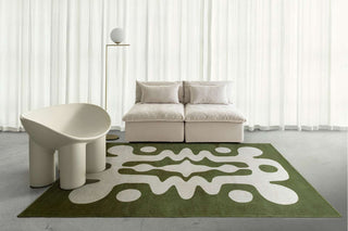 Malaga Olive and Ivory Abstract Washable Rug