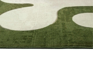 Malaga Olive and Ivory Abstract Washable Rug