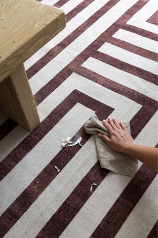 Manale Brown Geometric Washable Rug