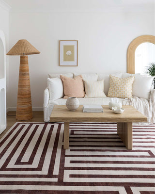 Manale Brown Geometric Washable Rug