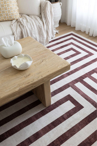 Manale Brown Geometric Washable Rug
