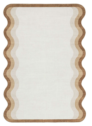 Matera Tonal Brown and Cream Scalloped Washable Rug
