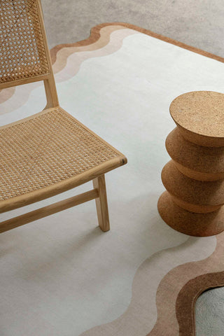 Matera Tonal Brown and Cream Scalloped Washable Rug