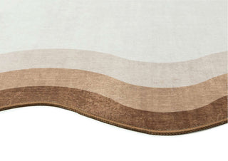 Matera Tonal Brown and Cream Scalloped Washable Rug