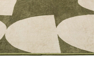 Moneo Green and Beige Geometric Washable Rug