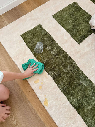 Mulberry Green Printed Washable Rug
