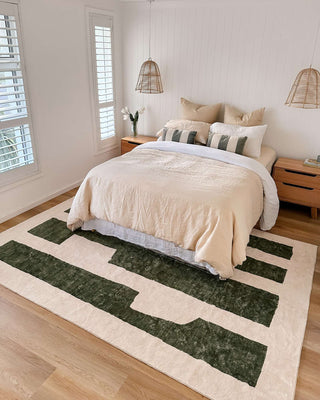 Mulberry Green Printed Washable Rug