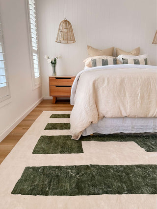 Mulberry Green Printed Washable Rug