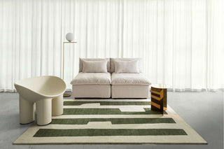 Mulberry Green Printed Washable Rug