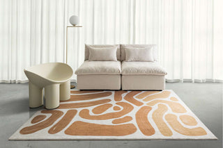 Ottawa Yellow Brown Abstract Washable Rug