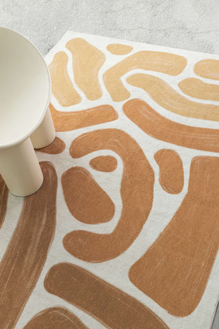 Ottawa Yellow Brown Abstract Washable Rug