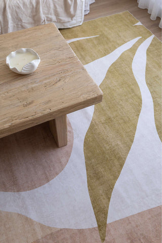 Pomar Printed Mustard Brown Washable Rug