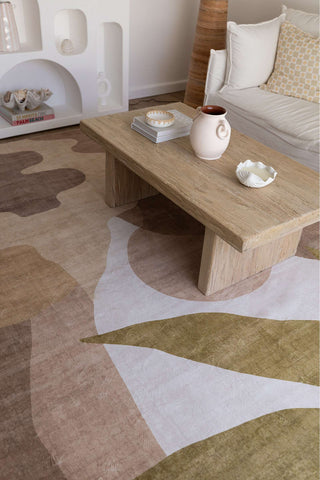 Pomar Printed Mustard Brown Washable Rug