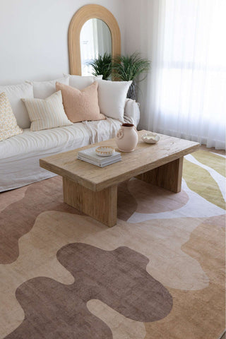 Pomar Printed Mustard Brown Washable Rug