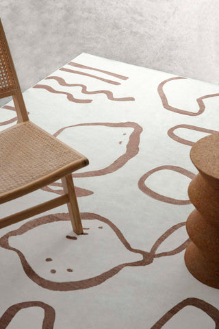 Poya Brown and Ivory Hand Drawn Washable Rug