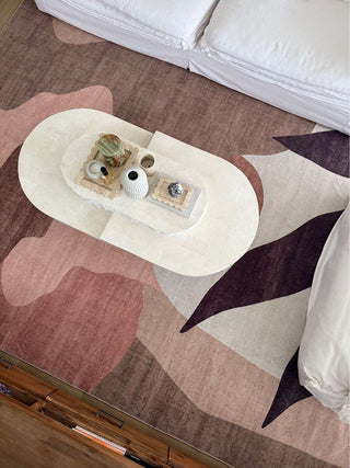 Preta Printed Burgundy Washable Rug