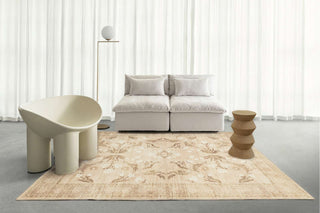 Rosas Beige and Ivory Vintage Floral Washable Rug
