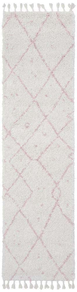 Rug Culture RUGS 200x80cm Nahla Pink Fringed Tribal Runner (Discontinued)