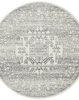 Rug Culture RUGS Addison Aztec Round Rug - Silver