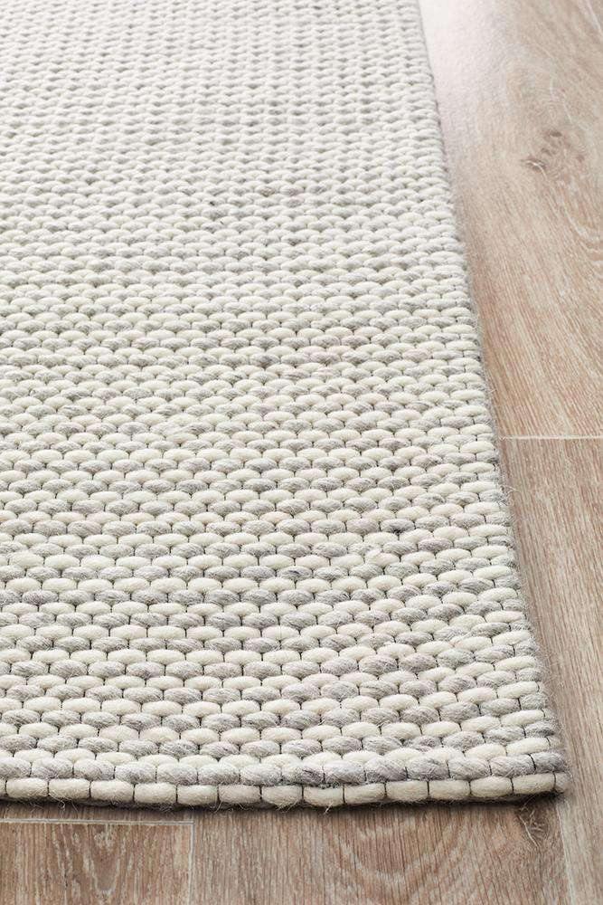 Arles Silver Grey Wool & Viscose Rug Simple Style Co