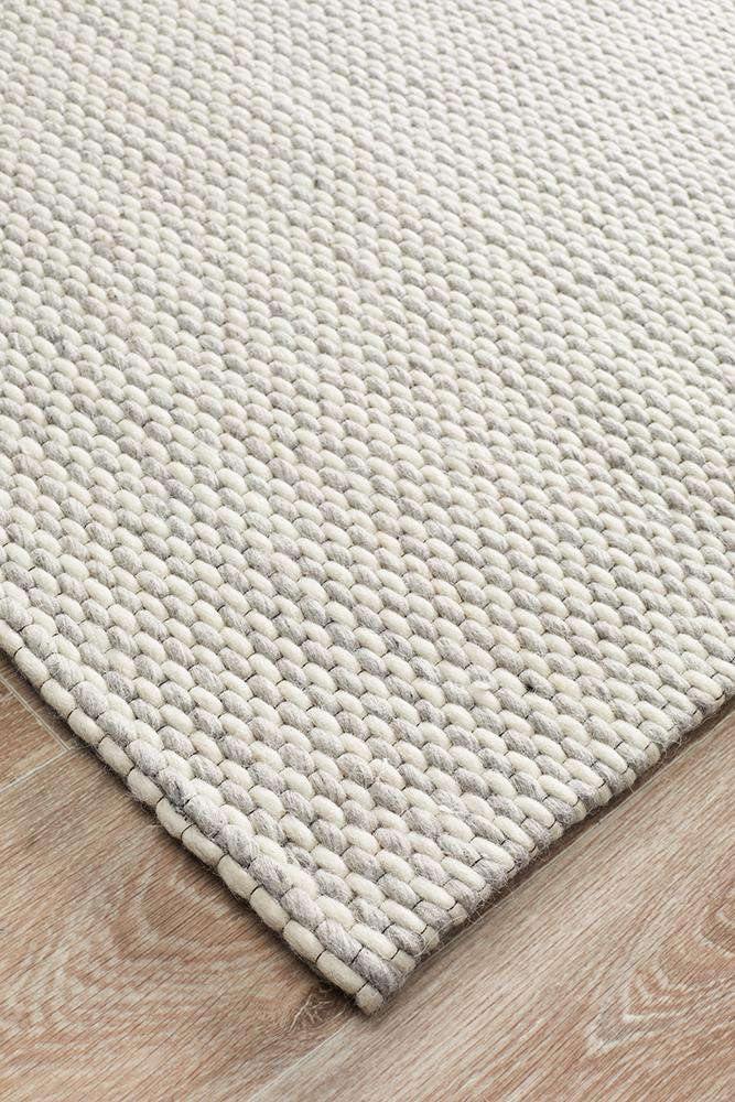 Arles Silver Grey Wool & Viscose Rug Simple Style Co