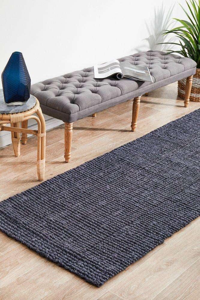 Atrium Barker Navy Blue Jute Runner Simple Style Co