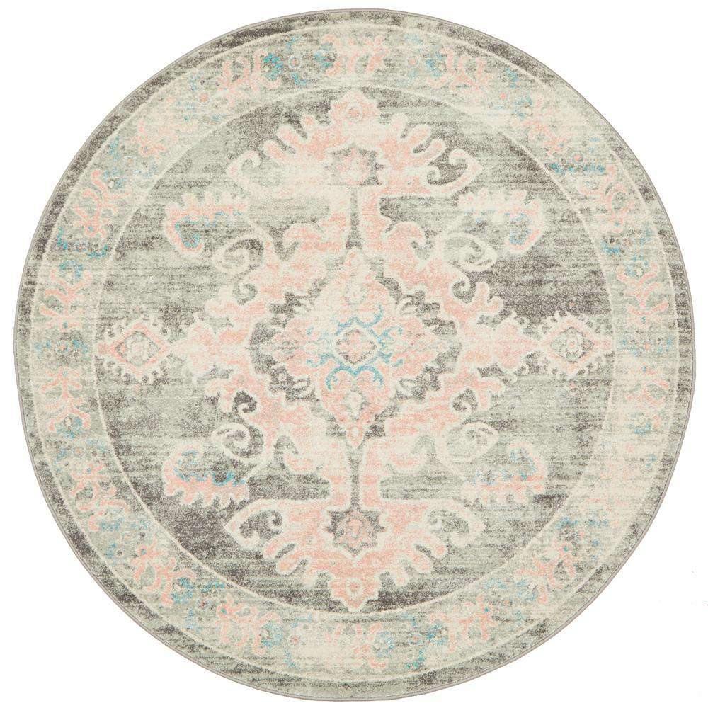 Rug Culture RUGS Avenue Grey &amp; Pink Round Rug