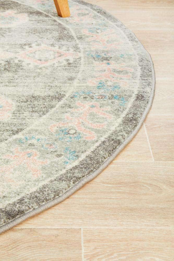 Rug Culture RUGS Avenue Grey &amp; Pink Round Rug