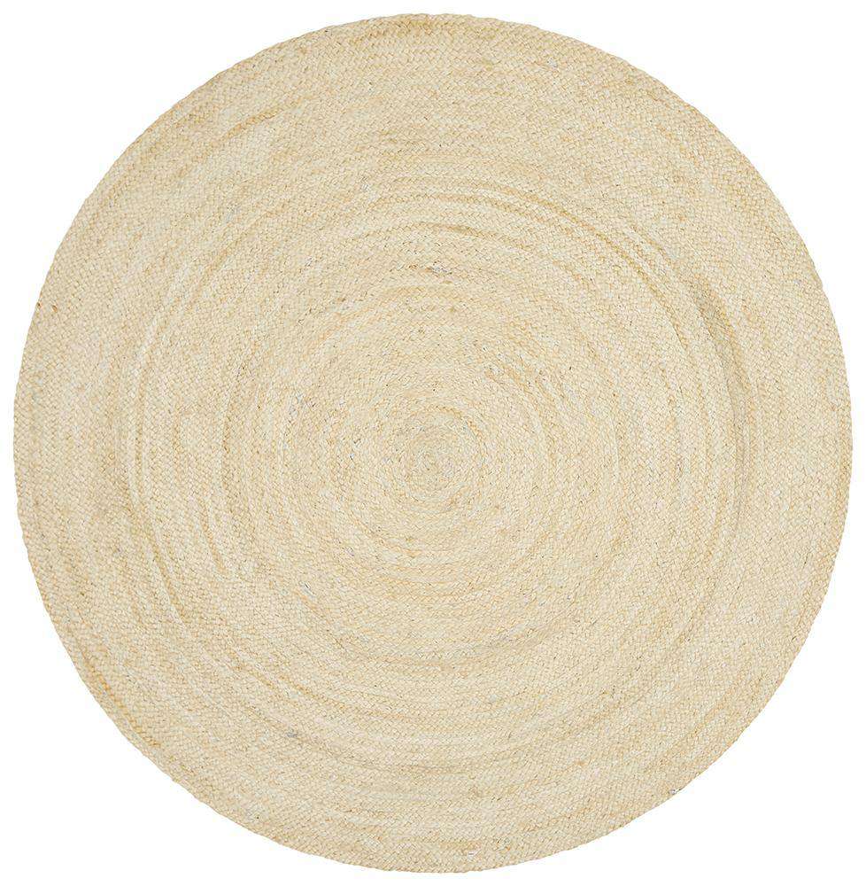 Burleigh Bleached Jute Rug Round Simple Style Co
