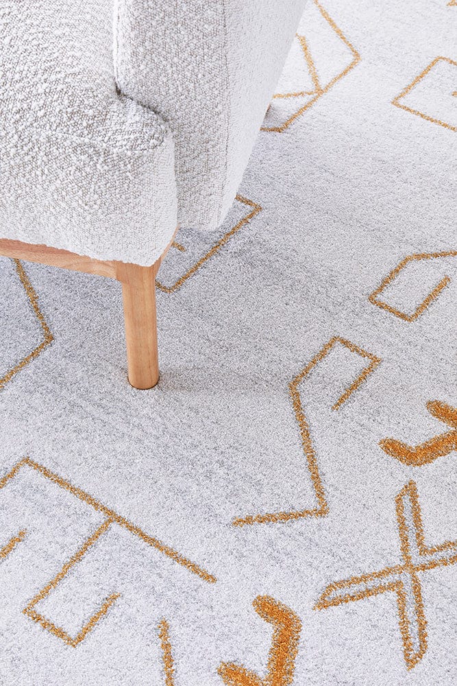Paradise Cala Gold Geometric Rug by Rug Culture Simple Style Co