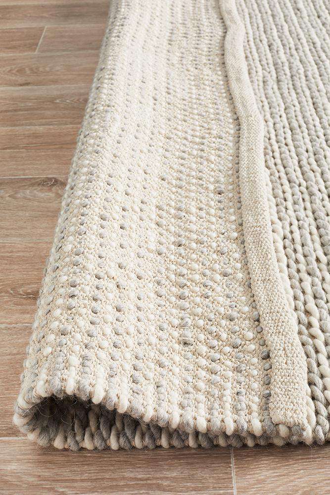 Carina Grey & Ivory Braided Wool Rug Simple Style Co