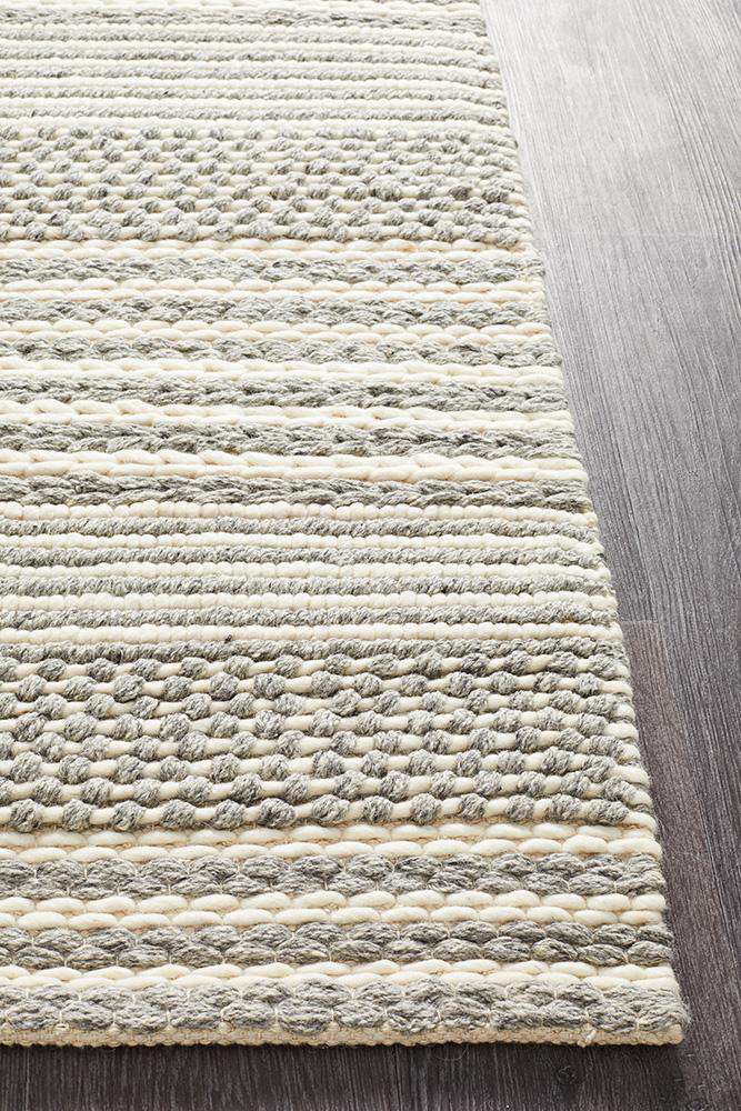 Rug Culture RUGS Celena Grey Stripe Braided Wool Rug
