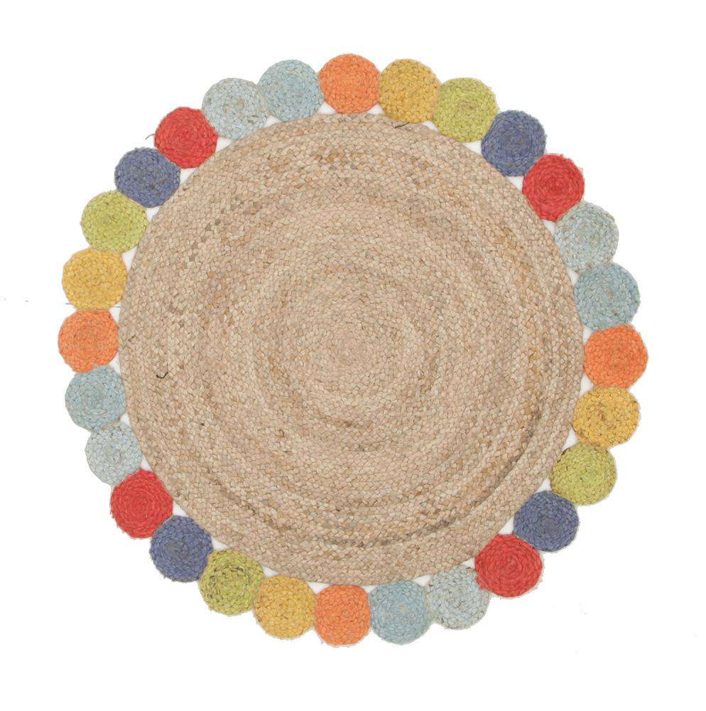 Daisy Multicolour Round Jute Rug Simple Style Co